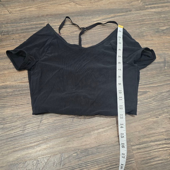 KORAL Mesh Layered Crop Top Small NWT Black Sheer Overlay Open Back - Picture 8 of 10